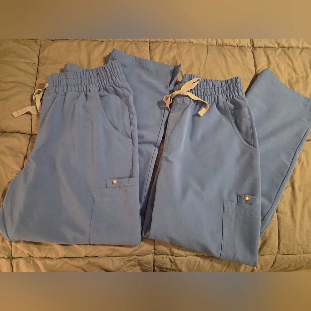 Figs Women's Bundle of TWO Drawstring Jogger Scrub Pants in Light Blue